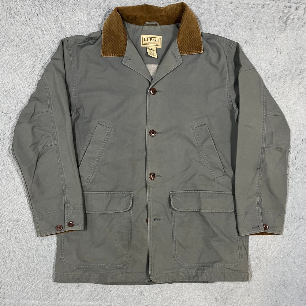 LL Bean Jacket Mens Large Field Coat Barn Canvas Chore Corduroy Collar Hunting